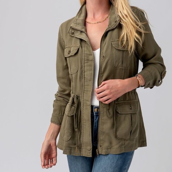Reine Jackets & Blazers - Olive Color Utility Jacket